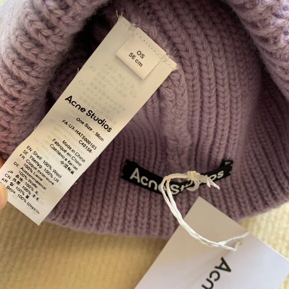 Acne Studios Pansy N Face Ribbed Knit Beanie Lavender OS